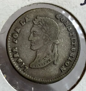 1856 BOLIVIA ONE SOL SILVER COIN XF - Picture 1 of 2