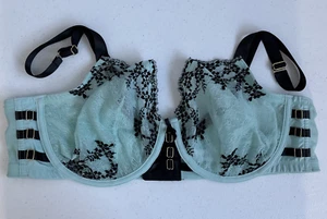 Cacique Damen 46C Spitze Mesh Mint Seafoam Grün Schwarz Bügel BH - Bild 1 von 12