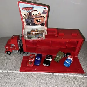 Disney Pixar Cars Lightning McQueen Rust-eze Mack Large Truck & Trailer W/ 6 Car - Picture 1 of 9