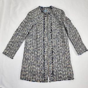 Cappotto donna J Mclaughlin blu beige bianco full zip taglia M - Foto 1 di 12
