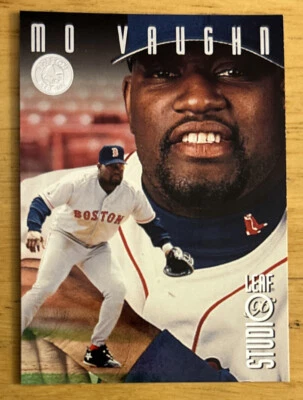 Tarjeta de béisbol 1996 Donruss Leaf Studio Mo Vaughn #104 Red Sox 1B en muy buena condición Foto 1 de 2