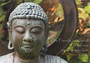 Kunstkarte - U.Pechloff: Buddha / "Die Freude ist überall. Es gilt.." Konfuzius - Bild 1 von 1