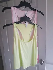 Yogalicious Set Of 2 Tank Crop Tops Gray Green Pink X-LARGE Sports Athletic NWT - Picture 1 of 7
