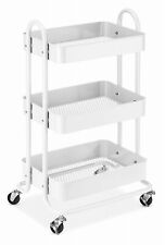 Whitmor 6055-11631-WHT 3-Tier Metal Shelf Utility Cart, White, 13.35 x 17 x 31