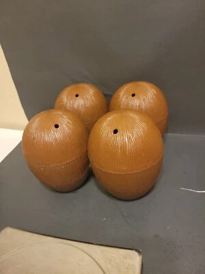 4-Luau Party Supply Realista Plástico Coco 5.25" Taza de Bebida Reutilizable, Marrón Foto 1 de 2