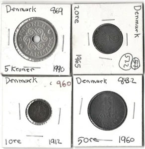 Denmark, Lot of 4 Coins 1928/ 90 (See Scan) #961 - Picture 1 of 2