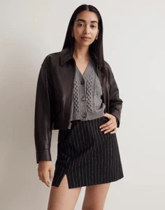 Madewell Damen-Minirock schwarz Nadelstreifen Wollmischung neu mit Etikett Größe 6 adrett - Bild 1 von 11