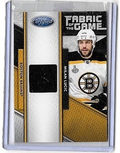 MILAN LUCIC 2010-11 PANINI CERTIFIED FABRIC OF THE GAME GAME USED JERSEY#/299  