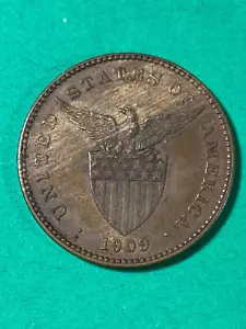 US PHILIPPINES ONE CENTAVO 1909-S SEMI KEY DATE #9 - Picture 1 of 2