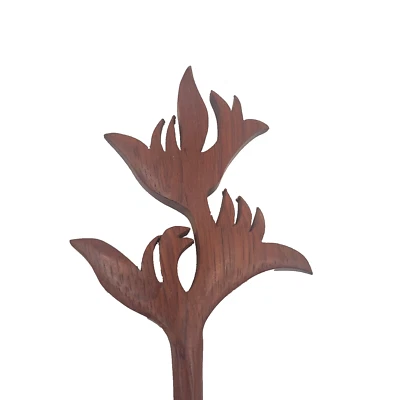 Elegante Pin de Pelo Vintage Madera de Teca Pájaro del Paraíso Forma de Flor 9" Foto 1 de 3