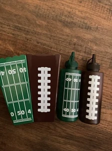 Football Theme Plastic (2) Condiment Dispensers & 2 Snack Holders Green, Brown - Picture 1 of 2
