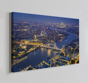 London Skyline At Night Canvas Print Wall Art, Modern Home Decor Wall Hanging - Picture 1 of 10