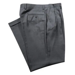Ralph Lauren Mens Dress Pants 34x30 Gray Straight Pleated Trousers Poly Rayon - Picture 1 of 7