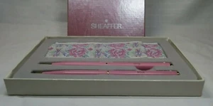 VINTAGE SHEAFFER PINK BALLPOINT PEN & MECHANICAL PENCIL SET PINK CHRISTMAS 1990 - Bild 1 von 4