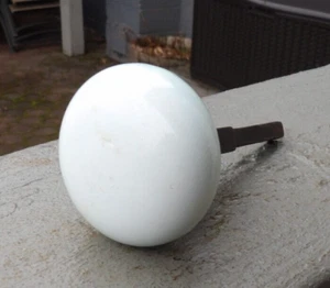 ANTIQUE 2 1/4" Doorknob HANDLE Replacement PART METAL Blue White Color w/ Post - Picture 1 of 7