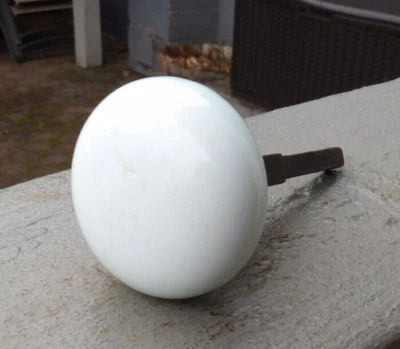 ANTIQUE 2 1/4" Doorknob HANDLE Replacement PART METAL Blue White Color w/ Post Foto 1 de 4