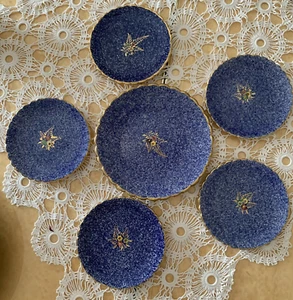 Set n. 6 Piatti da dolce Blu Oro decorati Ceramica n.1 da portata + n. 5 piatti - Foto 1 di 5