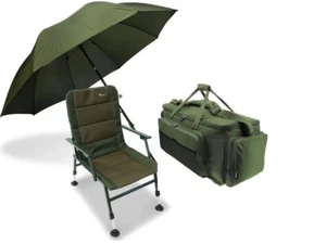 Silla de pesca CARP XPR con portaequipajes 709-L y paraguas - 45" verde y configuración - Imagen 1 de 3