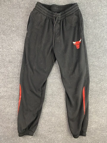 NBA Chicago Bulls Sweatpants Men's Large Black Embroidered Basketball Joggers Cover