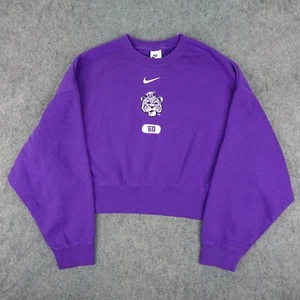 LSU Tigers Sweatshirt Womens Small Nike Sweater Cropped Crew Neck Top Fleece S - Picture 1 of 11
