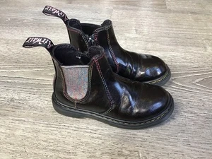 Dr Martens Docs 2976 J Kids Black Patent Leather Side Zip Boots Size 11 - Picture 1 of 13