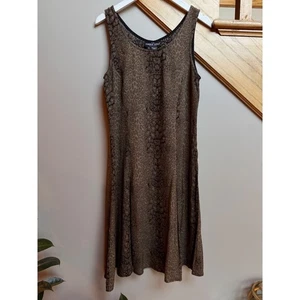 Carole Little abito donna vintage slip taglia 8 marrone stampa animalier fata romantica - Foto 1 di 9