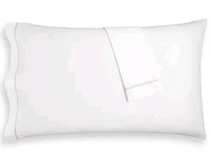 Hotel Collection Italian Percalle 2 Federe King Bianco/Argento, 20"x40" - Nuovo - Foto 1 di 3