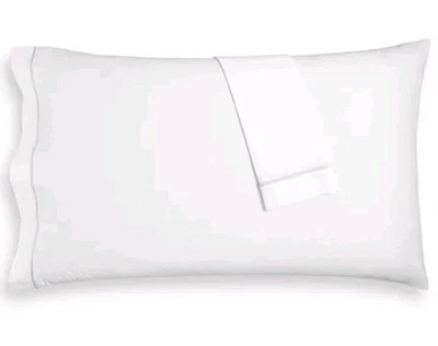 Hotel Collection 意大利 Percale 2 King 枕套 白色/银色,20 英寸 x 40 - 全新 — 第 1/3 张图片