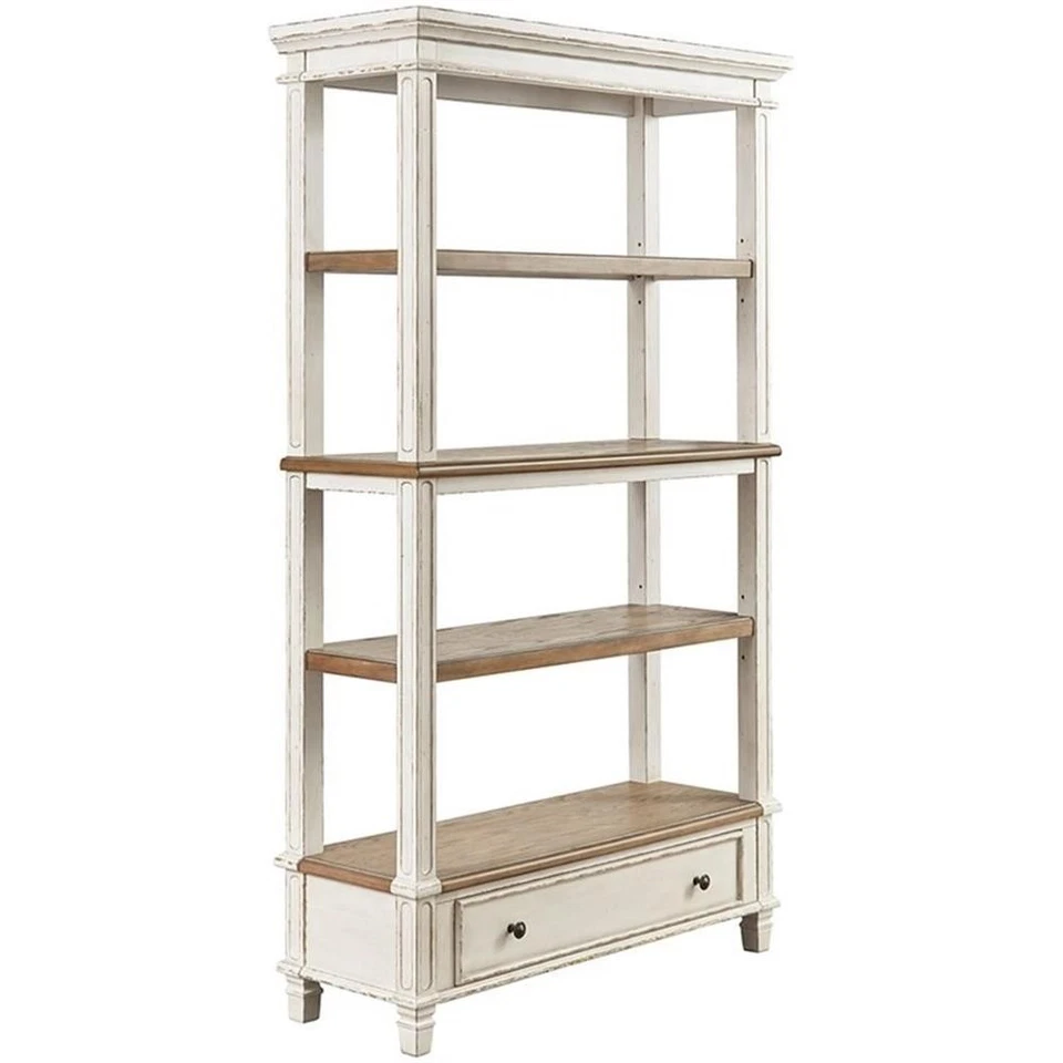Signature Design by Ashley Realyn 4 Shelf Bookcase in Antique White and Brown - Image 1 of 4