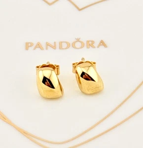 New 100% Genuine Pandora Shine Gold Organically Shaped Stud Earrings 263298C00 - Picture 1 of 11