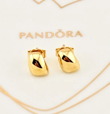 New 100% Genuine Pandora Shine Gold Organically Shaped Stud Earrings 263298C00 - Image 1 of 4