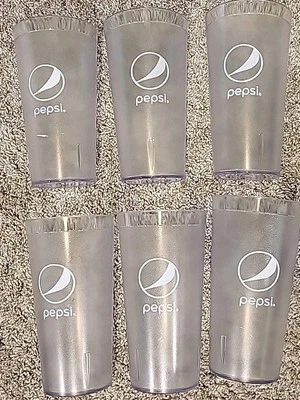 Six Pepsi Cola Restaurant Clear Plastic Tumblers Cups  16 Oz CLEAR Impact 0120 - Image 1 of 4