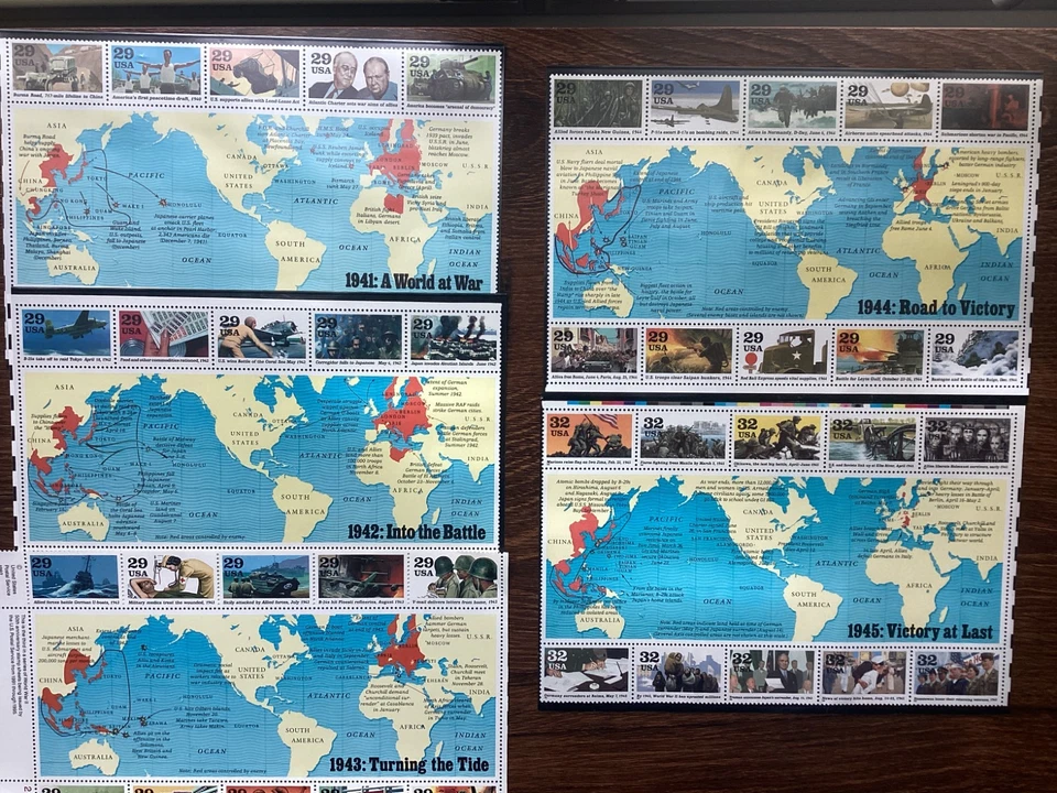 All Five Sheets From the WWII 50th Anniversity Series MNH - Image 1 of 1