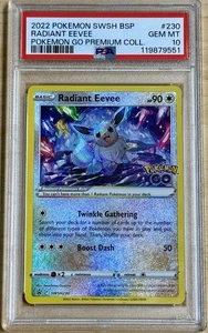 PSA 10 Radiant Eevee Pokemon GO SWSH230 Black Star Promo Gem Mint 2022 Brillante - Imagen 1 de 2
