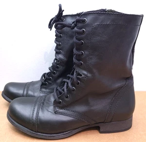 NEU Steve Madden Troopa Damen-Kampfstiefel Größe 9 schwarz Leder - Bild 1 von 9