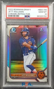 Jett Williams 2022 Bowman Draft Chrome Refractor 1ST #BDC190 - PSA 10- N.Y. Mets - Picture 1 of 2