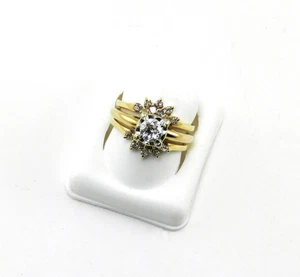 14k Yellow Gold 1/3 cwt White Diamond Double Band Ring Guard/ Enhancer NIB #J87 - Picture 1 of 5