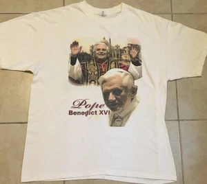 Vtg Pope Benedict XVI Faded Tour Shirt L God Catholic Lord Jesus NYC Grunge Y2K - Picture 1 of 12