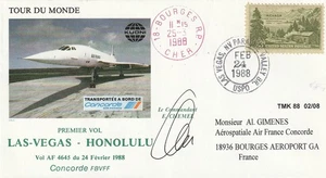 Concorde Philatelie Briefumschlag Weltreise 1. Flug Las Vegas-Honolulu 1988 2 - Bild 1 von 2
