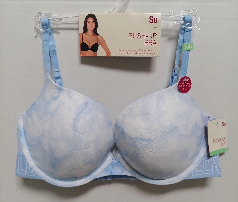 New Juniors' SO Push Up Bra ZG91B230R Size 38B Blue Swirl Tie Dye - Image 1 of 4
