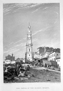 OPORTO PORTO IGREJA DOS CLERIGOS CHURCH TOWER ~ 1839 Art Print Engraving RARE! - Picture 1 of 1