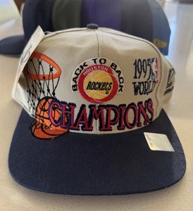 Vintage HOUSTON ROCKETS Snapback Hat 1995 Champs Back to Back Logo Athletic NWT - Picture 1 of 4