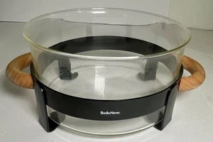 VTG Boda Nova Soufflé Dish black metal holder Wood Handles Old Stock 10” MCM - Picture 1 of 7