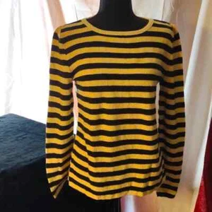 Vintage *Sparkly* Gold & Black Striped Sweater by Pierre Cardin - Size Medium - Picture 1 of 16