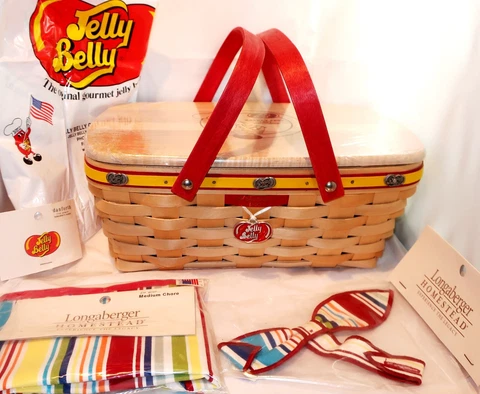 2007 LONGABERGER  CHARTER CC JELLY BELLY BASKET SET LINER PROTECTOR LID TIE ON Cover