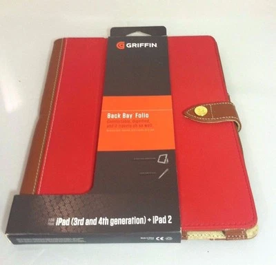 Griffin Back Bay Folio for iPad 3rd & 4th Generation and iPad 2 Red and Brown - Image 1 of 2