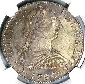 1780 NGC AU 53 Mexico 8 Reales Charles III Spain Colonial Dollar Coin (24022301D - Picture 1 of 6