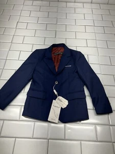 YuanLu Blazer Jacket Sport Coat Boys Size 5T Blue Contrast Lining Pocket Square - Picture 1 of 7
