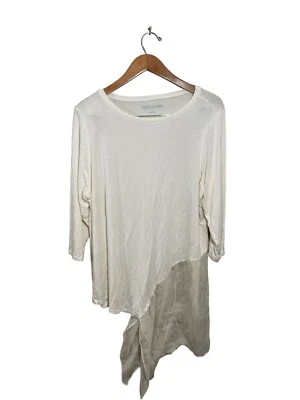 Top de dobladillo asimétrico Soft Surroundings para mujer 1X mezcla de seda transparente blanco neutro Foto 1 de 4