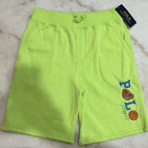 Ralph Lauren Polo Bear Player Fleece Green Sweat Shorts Boys Size M 10/12 NWT - Picture 1 of 6